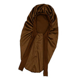 Maxbell Satin Bonnet Elastic Bath Hat Women Hair Bonnet for Makeup Bath Washing Face Brown
