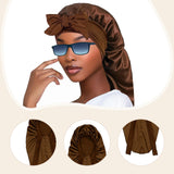 Maxbell Satin Bonnet Elastic Bath Hat Women Hair Bonnet for Makeup Bath Washing Face Brown