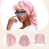 Maxbell Satin Bonnet Elastic Bath Hat Women Hair Bonnet for Makeup Bath Washing Face Pink