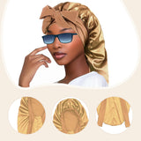 Maxbell Satin Bonnet Elastic Bath Hat Women Hair Bonnet for Makeup Bath Washing Face Khaki