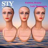 Maxbell Realistic Mannequin Head Showcase Manikin Head Bust for Hat Necklace Glasses Style A