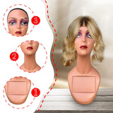 Maxbell Realistic Mannequin Head Showcase Manikin Head Bust for Hat Necklace Glasses Style C