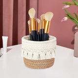 Maxbell Woven Rope Basket Cosmetic Display Case for Vanity Countertop Dressing Table 12x10 Brown