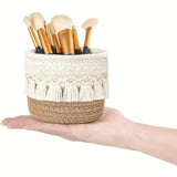 Maxbell Woven Rope Basket Cosmetic Display Case for Vanity Countertop Dressing Table 12x10 Brown