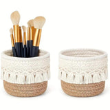 Maxbell Woven Rope Basket Cosmetic Display Case for Vanity Countertop Dressing Table 12x10 Brown