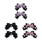 Maxbell 2x Lolita Bow Hair Clips Cosplay Ponytail Holder Xmas Gifts Bowknot Hairpins Purple
