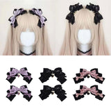 Maxbell 2x Lolita Bow Hair Clips Cosplay Ponytail Holder Xmas Gifts Bowknot Hairpins Purple