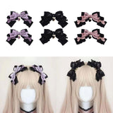 Maxbell 2x Lolita Bow Hair Clips Cosplay Ponytail Holder Xmas Gifts Bowknot Hairpins Purple