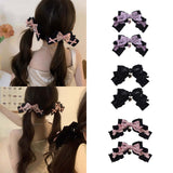 Maxbell 2x Lolita Bow Hair Clips Cosplay Ponytail Holder Xmas Gifts Bowknot Hairpins Purple