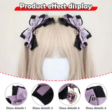 Maxbell 2x Lolita Bow Hair Clips Cosplay Ponytail Holder Xmas Gifts Bowknot Hairpins Purple