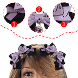 Maxbell 2x Lolita Bow Hair Clips Cosplay Ponytail Holder Xmas Gifts Bowknot Hairpins Purple