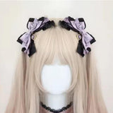 Maxbell 2x Lolita Bow Hair Clips Cosplay Ponytail Holder Xmas Gifts Bowknot Hairpins Purple