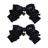 Maxbell 2x Lolita Bow Hair Clips Cosplay Ponytail Holder Xmas Gifts Bowknot Hairpins Black