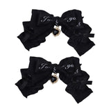 Maxbell 2x Lolita Bow Hair Clips Cosplay Ponytail Holder Xmas Gifts Bowknot Hairpins Black