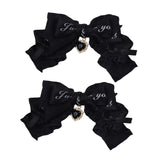 Maxbell 2x Lolita Bow Hair Clips Cosplay Ponytail Holder Xmas Gifts Bowknot Hairpins Black
