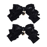 Maxbell 2x Lolita Bow Hair Clips Cosplay Ponytail Holder Xmas Gifts Bowknot Hairpins Black