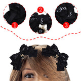 Maxbell 2x Lolita Bow Hair Clips Cosplay Ponytail Holder Xmas Gifts Bowknot Hairpins Black