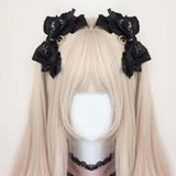 Maxbell 2x Lolita Bow Hair Clips Cosplay Ponytail Holder Xmas Gifts Bowknot Hairpins Black