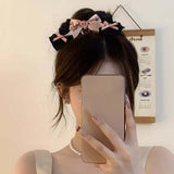 Maxbell 2x Lolita Bow Hair Clips Cosplay Ponytail Holder Xmas Gifts Bowknot Hairpins Pink