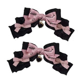Maxbell 2x Lolita Bow Hair Clips Cosplay Ponytail Holder Xmas Gifts Bowknot Hairpins Pink