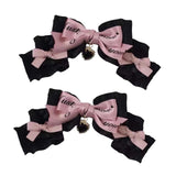 Maxbell 2x Lolita Bow Hair Clips Cosplay Ponytail Holder Xmas Gifts Bowknot Hairpins Pink