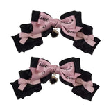 Maxbell 2x Lolita Bow Hair Clips Cosplay Ponytail Holder Xmas Gifts Bowknot Hairpins Pink