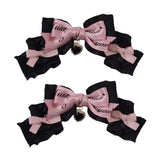 Maxbell 2x Lolita Bow Hair Clips Cosplay Ponytail Holder Xmas Gifts Bowknot Hairpins Pink