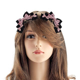 Maxbell 2x Lolita Bow Hair Clips Cosplay Ponytail Holder Xmas Gifts Bowknot Hairpins Pink