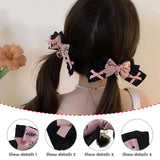 Maxbell 2x Lolita Bow Hair Clips Cosplay Ponytail Holder Xmas Gifts Bowknot Hairpins Pink