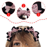 Maxbell 2x Lolita Bow Hair Clips Cosplay Ponytail Holder Xmas Gifts Bowknot Hairpins Pink