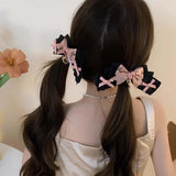 Maxbell 2x Lolita Bow Hair Clips Cosplay Ponytail Holder Xmas Gifts Bowknot Hairpins Pink