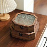 Maxbell Jewelry Case Space Saving Sturdy Wood Storage Box for Medal Bracelet Jewelry 17x17x5.8cm