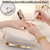 Maxbell Nail Art Hand Pillow with Phone Mount Manicure Table Mat Salon Tool for Home White
