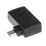 90 degree Right Angle Micro USB 2.0 OTG Host Adapter w/USB Power for Samsung Mobile Phone Black