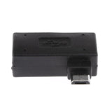 90 degree Right Angle Micro USB 2.0 OTG Host Adapter w/USB Power for Samsung Mobile Phone Black