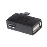 90 degree Right Angle Micro USB 2.0 OTG Host Adapter w/USB Power for Samsung Mobile Phone Black