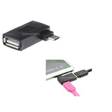 90 degree Right Angle Micro USB 2.0 OTG Host Adapter w/USB Power for Samsung Mobile Phone Black