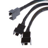 Maxbell 15cm 4 pin 3 ways Y Splitter Computer PC Fan Power Cable Wire Black Sleeved - Aladdin Shoppers