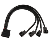 Maxbell Computer Case CPU Fans 4 Pin to 3 Pin 4 Way Splitter Adapter Cables 270mm