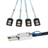 Maxbell Mini-SAS 26P SFF-8088 TO 4x SATA 7Pin 6Gb/s Adapter Cable 30AGW & Latch 0.5M