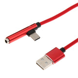 Maxbell USB 3.0 Type-C 3.5mm Headphone Jack Audio Charging Cable Adapter Splitter Red