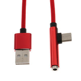 Maxbell USB 3.0 Type-C 3.5mm Headphone Jack Audio Charging Cable Adapter Splitter Red