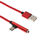 Maxbell USB 3.0 Type-C 3.5mm Headphone Jack Audio Charging Cable Adapter Splitter Red