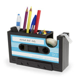 Maxbell Cassette Tape Dispenser Pen Holder Stationery Organizer Tape Cutter Blue