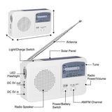 Maxbell Portable Emergency AM/FM Radio, Solar Hand Crank Power, Weather Radio with LED Reading Lamp White - Aladdin Shoppers