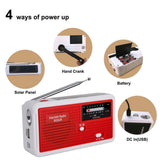 Maxbell Portable Emergency AM/FM Radio, Solar Hand Crank Power, Weather Radio with LED Reading Lamp Red - Aladdin Shoppers