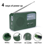 Maxbell Outdoor Solar Hand Crank AM FM Siren Radio Multi-function Lighting Green - Aladdin Shoppers