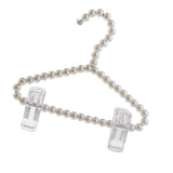 Maxbell 20cm Pearl Beaded Clothes Pants Hanger Trousers Dress Holder w/ Clip White - Aladdin Shoppers