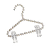 Maxbell 20cm Pearl Beaded Clothes Pants Hanger Trousers Dress Holder w/ Clip White - Aladdin Shoppers