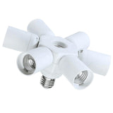 Maxbell 6 in 1 E27 Base Head Light Lamp Bulb Adapter Holder Socket Splitter White - Aladdin Shoppers